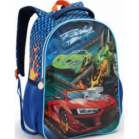 Mochila Infantil Racing Team Azul Azul Poliéster