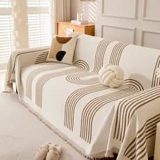 Manta Sofá King Capa de Sofá Geométrica Chenille Grossa Antiderrapante 4 Lugares Decoração Moderna