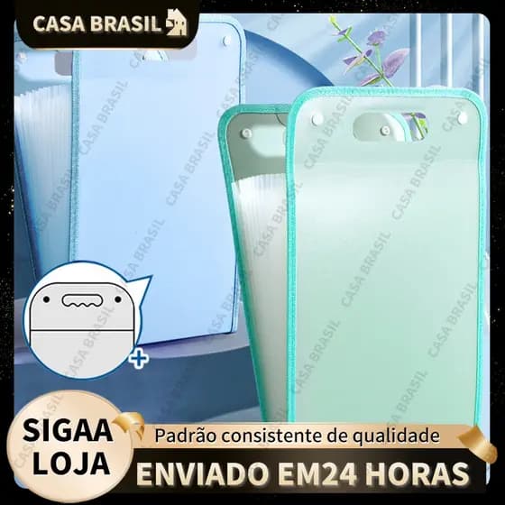 Pasta Sanfonada Para Documento Com 12 Divisórias E Pasta Prancheta Tamanho A4 Escritório Escolar