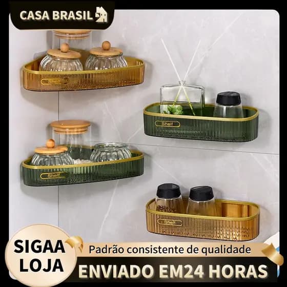 Suporte de acrílico para shampoo de banheiro (com furos), com ganchos