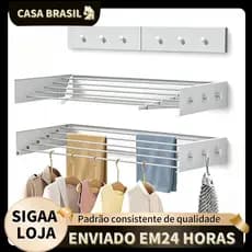 Varal de Parede Retrátil 10kg - Secador de Roupas para Banheiro e Área de Serviço