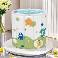 Banheira Infantil Dobrável Portátil Sem Instalação Reforçada Retenção Temperatura Abertura Piscina