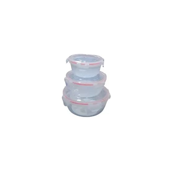 Conjunto 3 Pote Hermético Redondo Multiuso com Tampa Conjunto 5 Potes Plástico Herméticos Quadrado