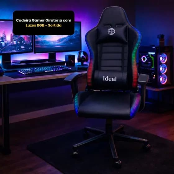 Cadeira Gamer X-Ray LED RGB e Apoio para os Pés Ergonômica, Reclinável, Almofadas Lombar e Cervical
