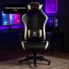 Cadeira Gamer Preta Ergonômica Reclinável Confortável Com Rodinha