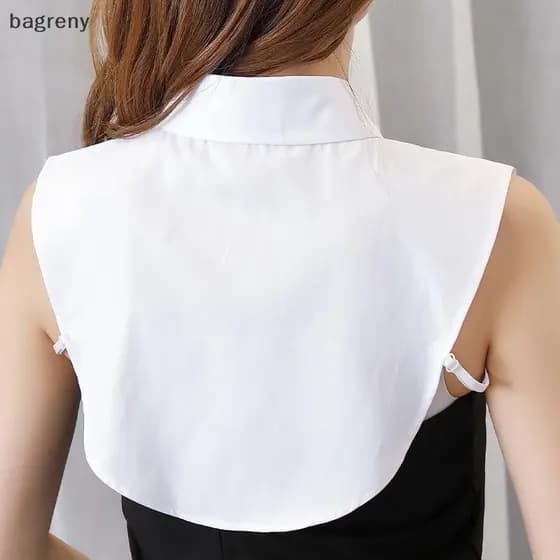 [bagreny] Gola Falsa Branca Preta Blusa Suéter Destacável Camisa Feminina De Lapela De Algodão Top Acessórios De Roupas
