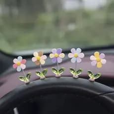 Decoração Do Carro Cabeça Agitando Margarida Flor Girassol Arco-Íris Flores Painel Motocicleta Auto Interior Acessórios