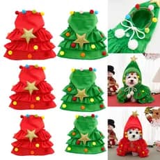 1 Pçs Gatos Cães Pequenos Traje Outono Inverno Quente Manto Árvore De Natal Cosplay Engraçado Animal De Estimação Capa V