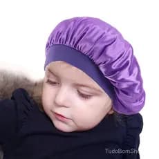 Boné noturno, boné de aba larga, boné com faixa para cabelo, boné infantil, tecido colorido, elástico.