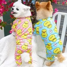 Pijamas Para Cachorros Animais De Estimação Fato De Pato Padrão Roupas Fofas Onesies