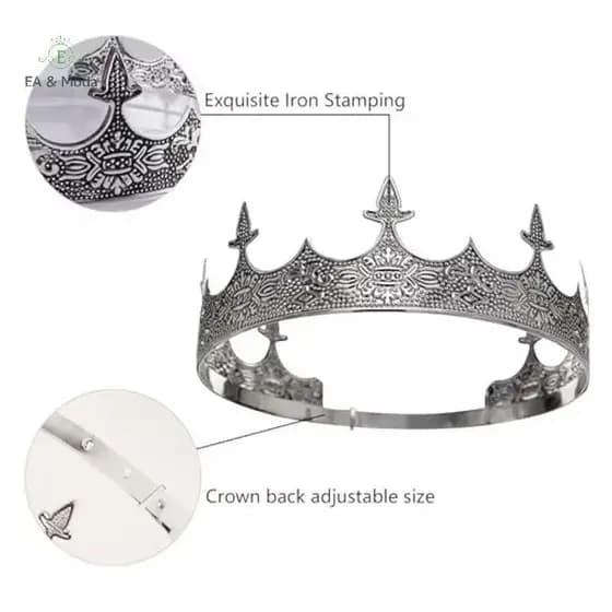 Moda Simples Cerimônia Adulta Coroa de Rei Tiara Acessório de Cabelo Coroa de Príncipe Ocidental Ornamento Redondo V3EH