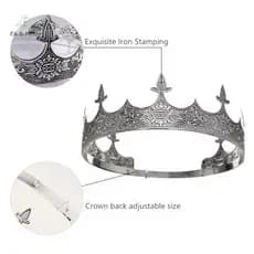 Moda Simples Cerimônia Adulta Coroa de Rei Tiara Acessório de Cabelo Coroa de Príncipe Ocidental Ornamento Redondo V3EH
