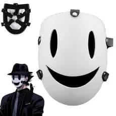 Anime Tenku Shinpan Alta Rise Invasion Máscara Sniper Sorriso Branco Resina Samurai Máscara De Látex Cosplay Máscara De