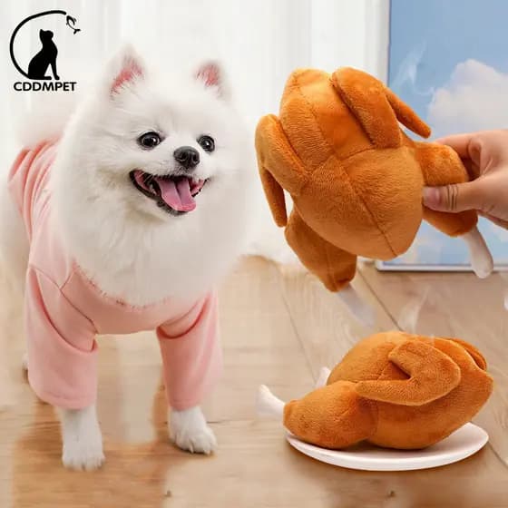 Brinquedo De Frango Assado Cachorro Pelúcia Para Cães De Mastigar De Estimação Dentes Limpos