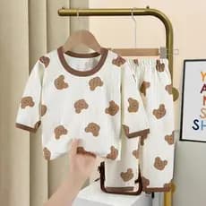 Conjunto de Pijamas de Algodão Fino para Crianças de 0-6 Anos, Roupa de Casa para Ar Condicionado