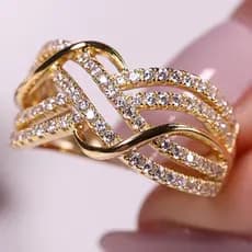 925 Prata Esterlina Multi Cruz Design Cor De Ouro Anéis Femininos Para Casamento Luxo Pavimentado Acessórios Requintados