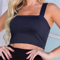 Cropped Feminino Alça Grossa Canelado liso Top Casual Verão