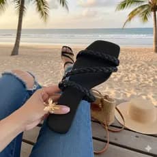 Sandalia Feminina Rasteirinha Linda E Moderna - Chinela Trança Zig