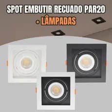 Spot Recuado Embutir PAR20 E27 Quadrado Embutido Gesso Sala Com Lâmpadas Fria Quente Neutra