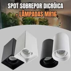 Spot Led Sobrepor Quadrado Redondo Lâmpada Dicroica Gu10 Mr16 Móvel Com Lâmpada ou Sem