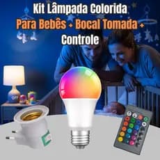 Luminária Cromoterapia Massagem Bebês Lâmpada Colorida RGB Luz Regulável + Soquete E27 Abajur Tomada
