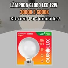 Kit 1 a 4 Lampada Bola Led Ourolux Globo G120 Ballon 12w Branco Frio e Branco Quente E27 Lustre