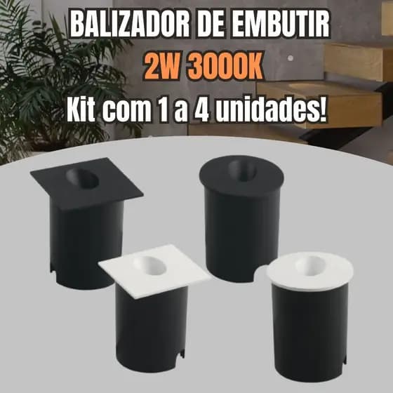 Balizador Led De Embutir 2w IP65 Pega Chuva Área Externa Luz quente amarela Arandela Escada Corredor