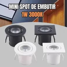 Mini Spot LED Embutir 1w 3000K Quente Redondo Quadrado Preto Móveis Prateleira Gesso Sala Embutido