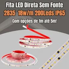 1m a 5m de Fita 200 LED 18w Direta Sem Fonte Blindada IP65 Pega Chuva Pega Água + Rabicho Conector