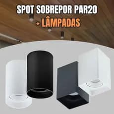 Spot Led Sobrepor Beiral Quadrado e Redondo Lâmpada PAR20 E27 Móvel Teto