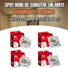 Mini Spot LED 3w Embutir Bivolt 3w MR11 Branco Frio ou Branco Quente Redondo Quadrado Embutido Teto