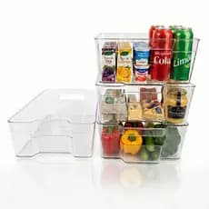 Kit com 4 Organizadores de Geladeira Armário Despensa Quarto Cozinha Empilhável Organizador Multiuso