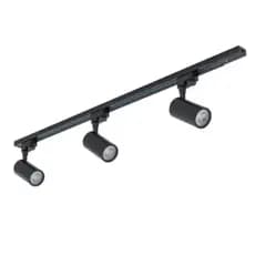 ✨ [Trilho Eletrificado] 1m + 3 Spots LED 7W Preto  Luz Branca 6500K Iluminação Direcionável Moderna