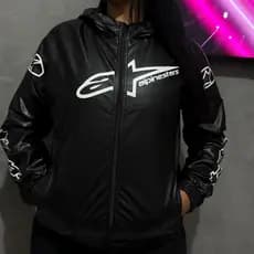 Jaqueta Feminina Corinho Impermeável Importada Forrada Telinha Estilo Motociclista Preto e Branco