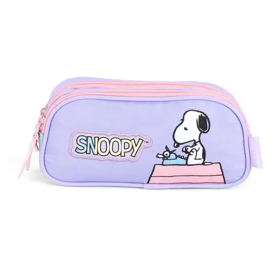 Estojo Escolar Duplo Snoopy Peanuts Juvenil Original Luxcel