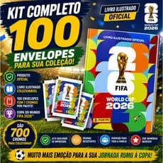 Álbum Copa do Mundo FIFA 2026 + 100 Envelopes Figurinhas Livro Ilustrado Colecionável