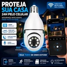 Câmera Lâmpada WiFi 360° Full HD Visão Noturna IP Segurança Áudio App Android iPhone