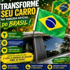 Bandeira do Brasil para Carro Vidro Janela Copa do Mundo Torcida Dupla Face Universal