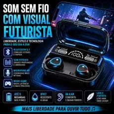 Fone Bluetooth M10 Sem Fio Display Digital Powerbank Gamer Bluetooth 5.1 TWS IPX7