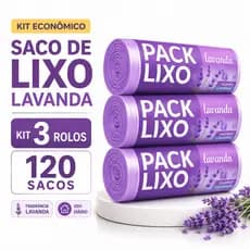 Saco Lixo Perfumado Lavanda 10 Litros 120 Sacos Anti Odor Pia Banheiro Lixeira Pequena Resistente