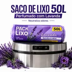 Saco Lixo 50L Lavanda Perfumado Anti Odor Anti Inseto Reforçado Resistente Neutralizador Odores