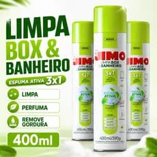 Kit 3 Jimo Limpa Box Banheiro Spray 400ml Antimofo Desengordurante Vidros Limpeza Profunda