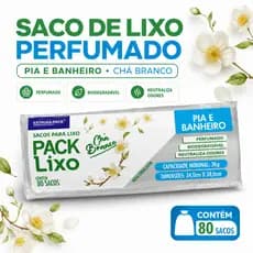 Saco Lixo Perfumado Cha Branco Biodegradavel Anti Odor Pia Banheiro