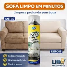 Limpa Estofados Zip Clean Espuma Seca 300ml Tira Manchas Sofa Banco Carro Colchao Limpeza Profunda