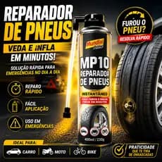 Spray Reparador Pneu Furado 400ml Mp10 Mundial Prime Enche Veda Carro Moto Bike