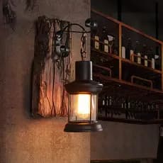 Arandela Industrial de Parede Madeira E27 Bivolt 50W Rústica Moderna