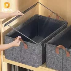Caixa Organizadora Guarda Roupa Armário Multiuso com Tampa 47x28x20cm 1/2/3/4 Unidades