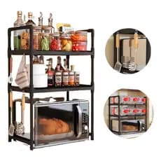 Estante Organizadora Plástica Preta 3 Prateleiras Multiuso com Pezinhos Cozinha Banheiro Modular