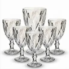 Jogo de Taça Diamante Copo Vidro Transparente 2/4/6 Taças Abacaxi Gourmet Bico De Jaca 330ml
