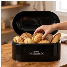 Porta Pão Lifestyle Black Metal Retrô Cozinha 33,5x18x19,5